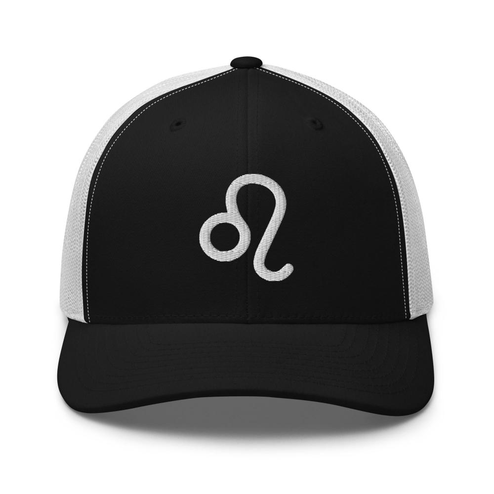Gemini Zodiac Embroidered Curved Bill Trucker Hat - Black/White Color - https://ascensionemporium.net